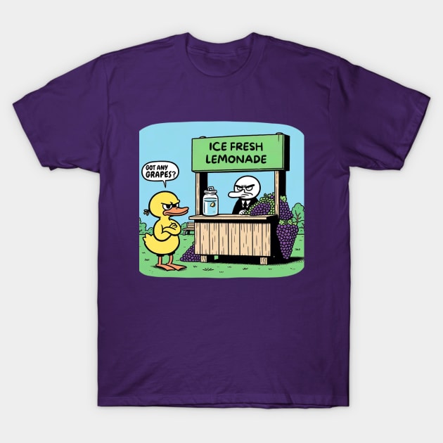 The Duck's Quirky Quest - Got any Grapes? T-Shirt by Inkredible Tees